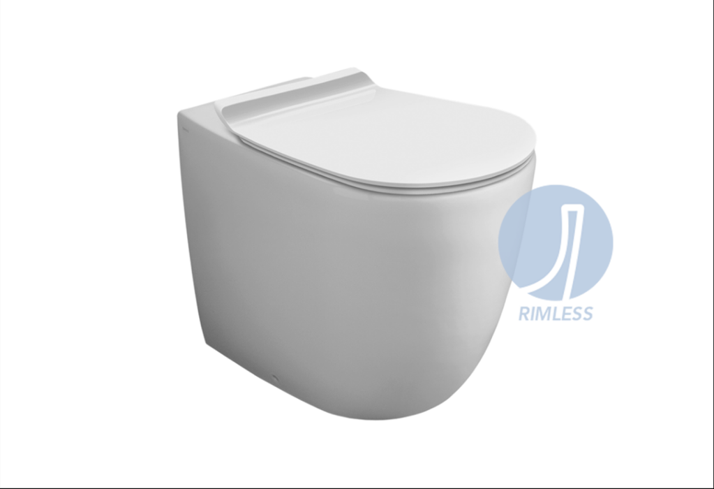 Set sanitari filomuro Vignoni Simas bianco composto da WC+Bidet+Sedile