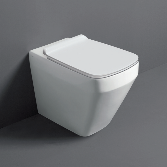 Set sanitari filomuro Baden Baden Simas bianco composto da WC+Bidet+Sedile