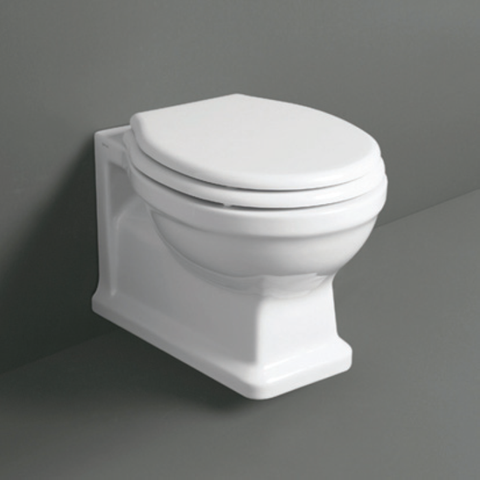 Set sanitari tradizionali sospesi bianco serie Londra Simas composto da WC+Bidet+Sedile
