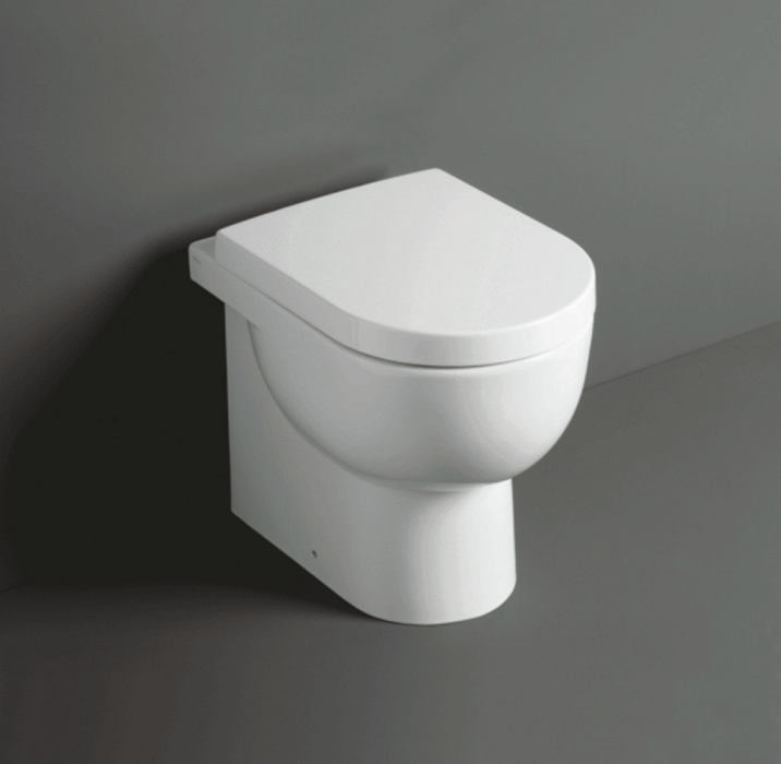 Vaso filomuro bianco con sedile serie E-Line Simas (WC+sedile)
