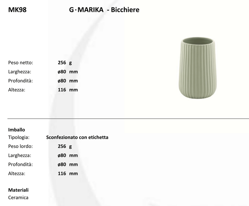 Portaspazzolini da appoggio in ceramica serie Marika bianco