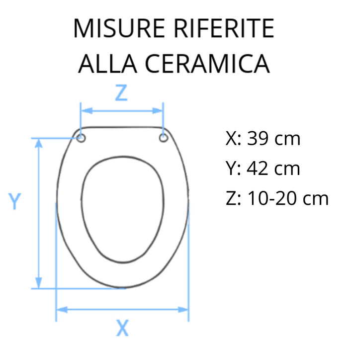 Sedile wc come originale Full 48 Azzurra termoindurente bianco con cerniere rallentate