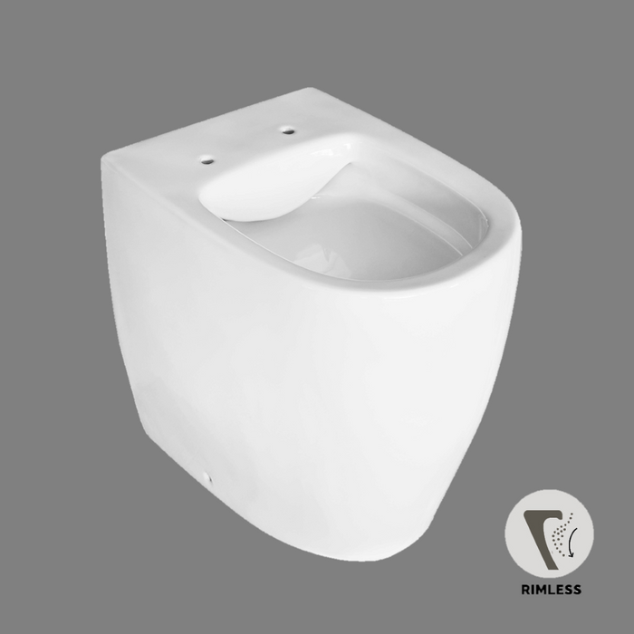 Set sanitari filomuro senza brida altezza 50 bianco modello Comfort composto da WC+Bidet+Sedile rallentato