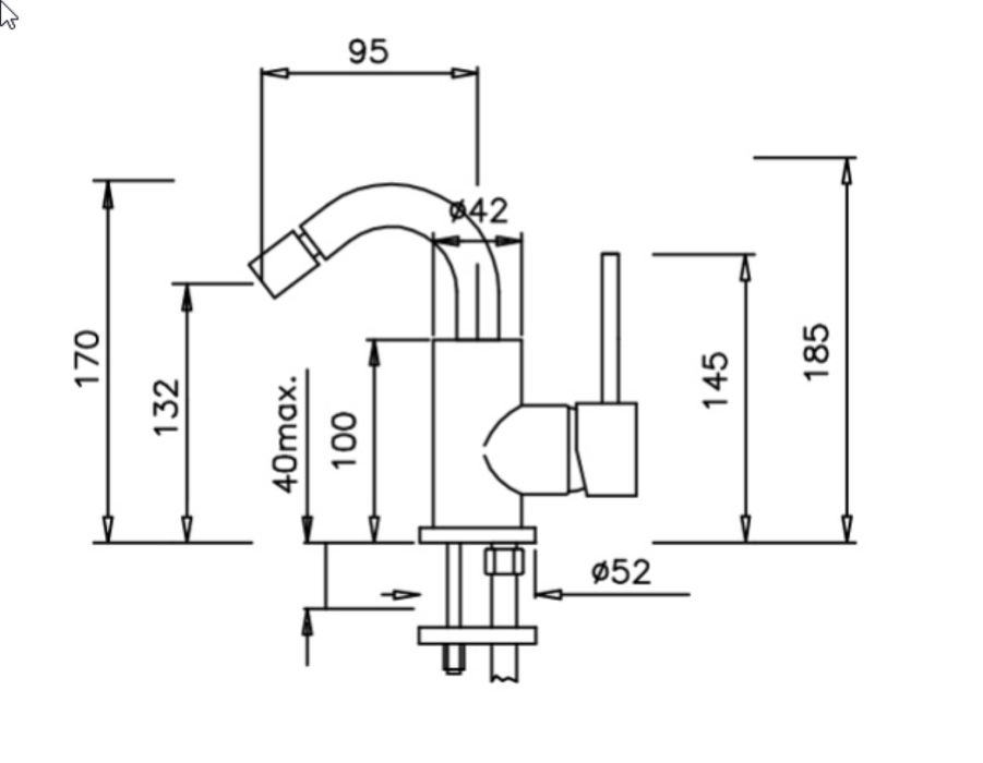 Miscelatore per bidet Heos canna alta