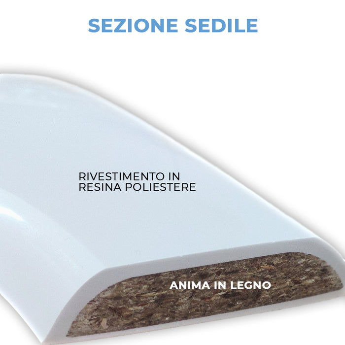 Sedile copriwater in resina poliestere colata bianco lucido con cerniere rallentate dedicato per vaso modello Piemontesina Duo marca Pozzi Ginori - img3