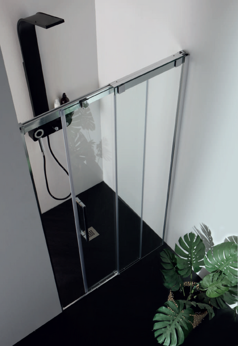 Porta doccia scorrevole in cristallo trasparente, spessore 6mm, altezza 200cm e struttura cromo