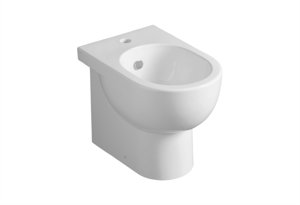Set sanitari filomuro bianco serie E-Line Simas composto da WC+Bidet+Sedile rallentato