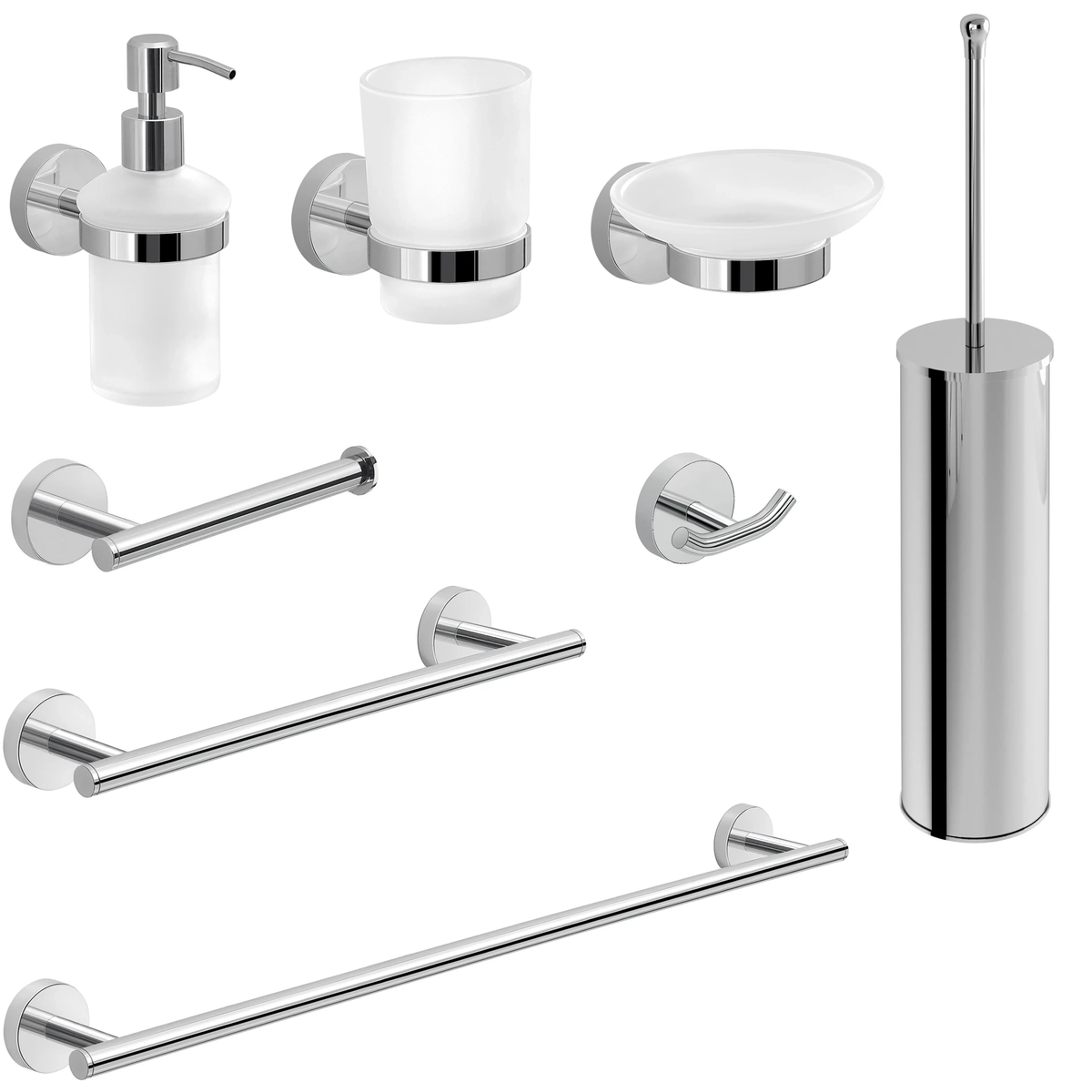 Set 3 accessori da bagno a muro in acciaio inox e vetro - Cervino di Gedy