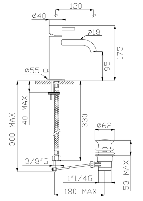 Monocomando lavabo cromato senza scarico serie Tondì