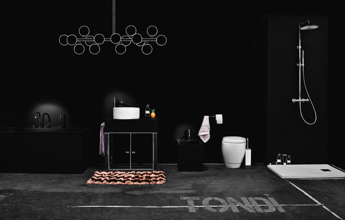 Colonna monocomando lavabo a pavimento cromo, completa di corpo incasso techno-box serie Tondì