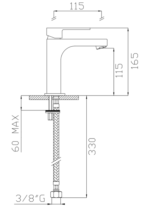 Monocomando lavabo cromato senza scarico serie H-Uno