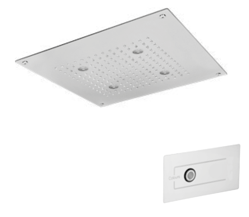 Soffione doccia inox a soffitto con cromoterapia 400x400mm a 1 getto cod.333-00