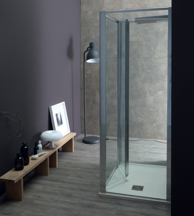Porta doccia a soffietto in cristallo trasparente, spessore 6mm, altezza 200cm e struttura cromo