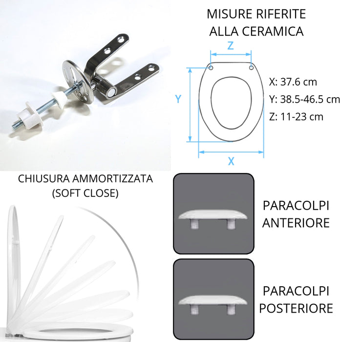 Sedile copriwater in resina poliestere colata bianco lucido con cerniere rallentate dedicato per vaso modello My Fair marca Esedra - img2