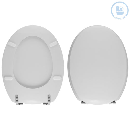 Sedile copriwater in resina poliestere colata bianco lucido con cerniere rallentate dedicato per vaso modello Iril marca Ideal Standard - img1