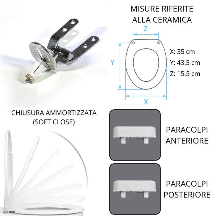 Sedile copriwater in resina poliestere colata bianco lucido con cerniere rallentate dedicato per vaso modello Nemea marca Ideal Standard - img2