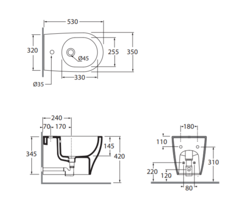 Bidet sospeso Pratica bianco PRA500SOSP